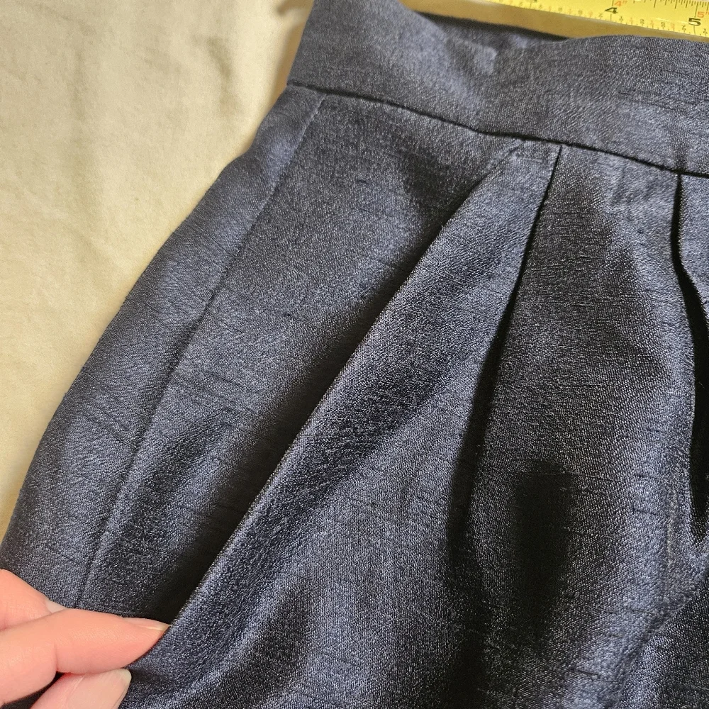 H&M Navy Blue Pleated Mini Skirt Size 8‎ A-Line Lined Pockets